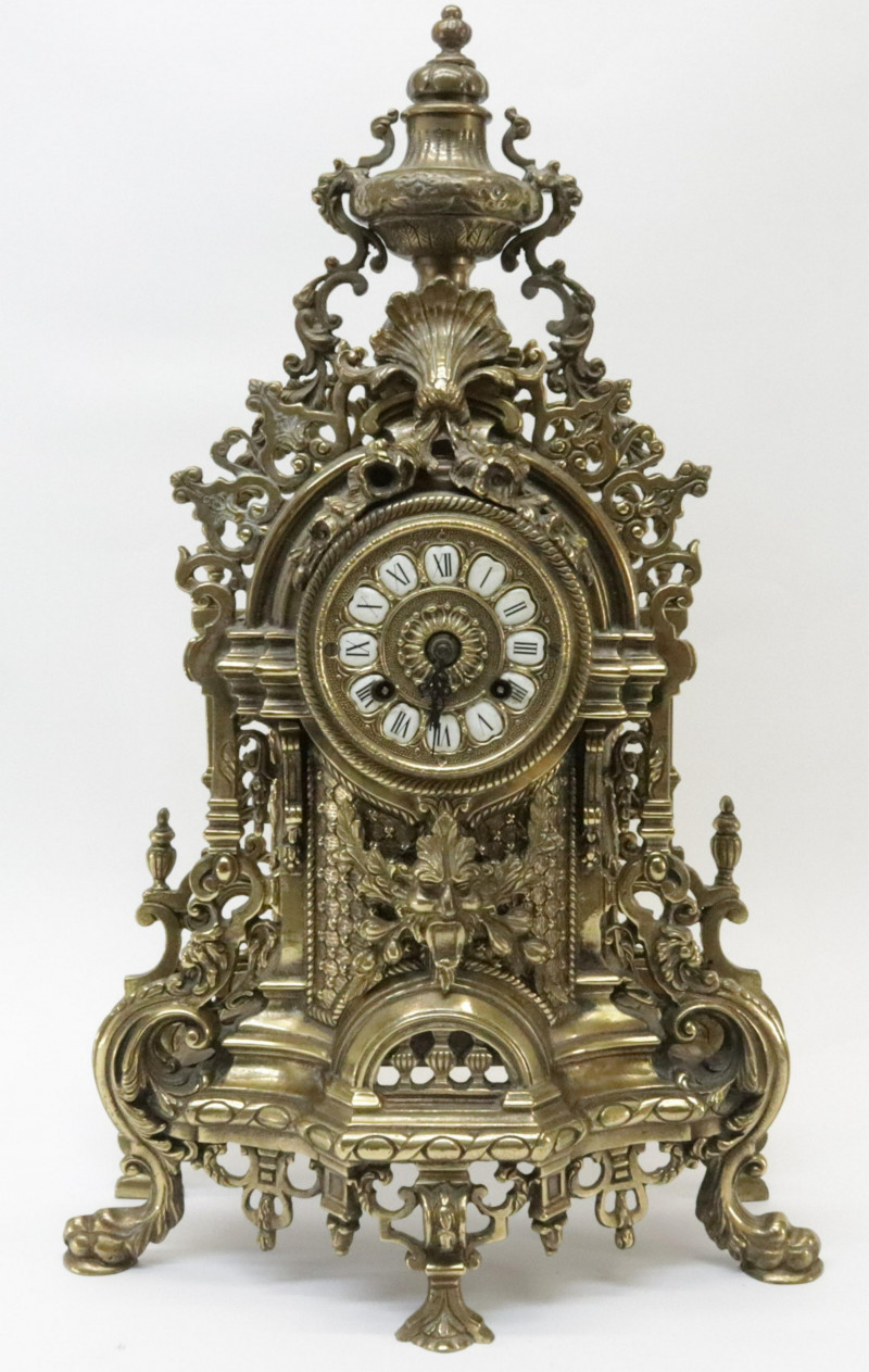 Gothic Style Brass Mantel Clock