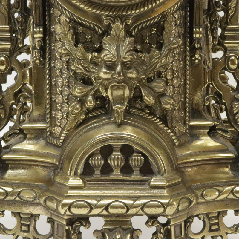 Gothic Style Brass Mantel Clock