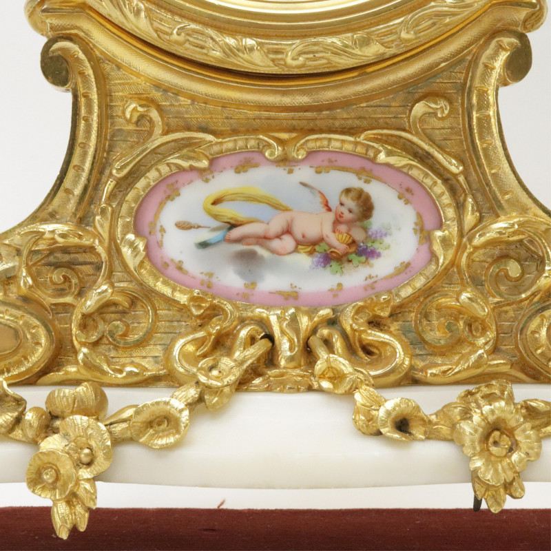Louis XVI Style Ormolu Marble Mantel Clock