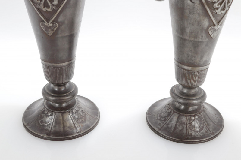 Pair Neoclassical Style Iron Vases Underplates