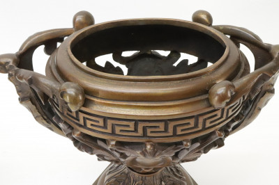 Pair of Neoclassical Style Oval Bronze Urns