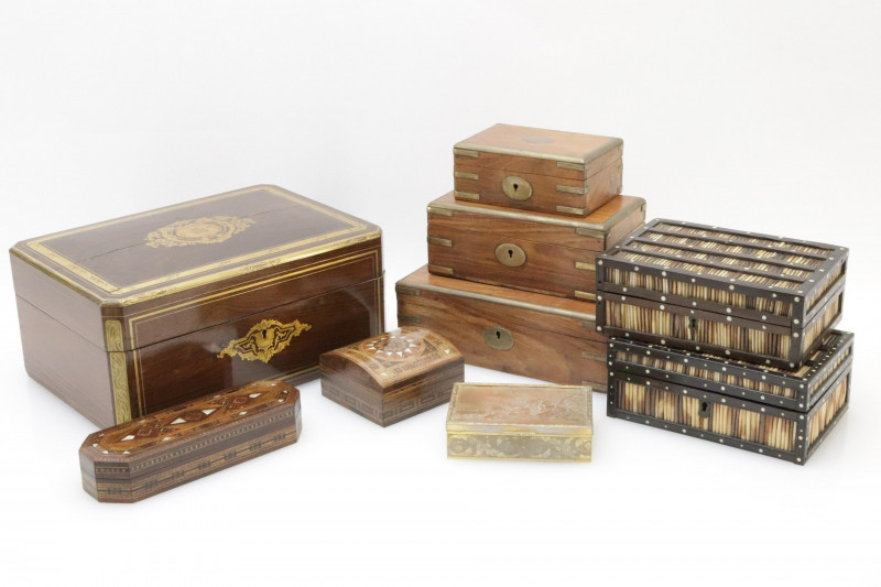 9 Various Wood Metal Boxes