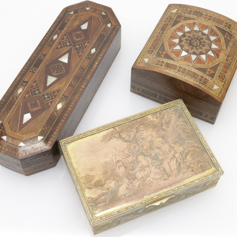 9 Various Wood Metal Boxes