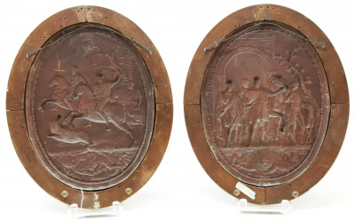 Pair Oval Copper Plaques