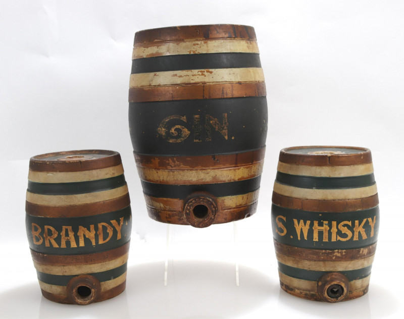 5 English Pottery Liquor Barrels 19th/20th C