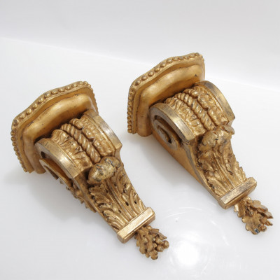 Pair Carved Giltwood Wall Brackets 19th C