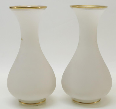 Pair Opaline Glass Vases Chinoiserie 19th C