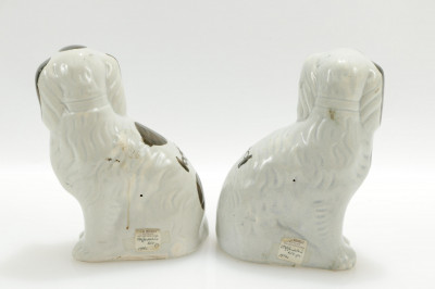 Pair of Staffordshire Pottery Spaniels 19th C