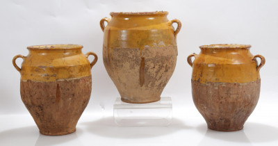 5 French Pottery Olive Jars 19th C