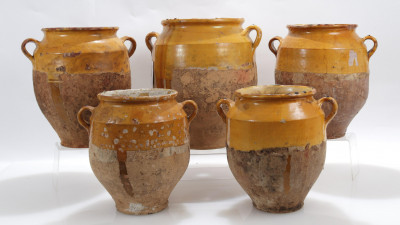 5 French Pottery Olive Jars 19th C