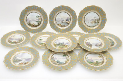 Image for Lot 12 English Porcelain Landscape Plates c 187086