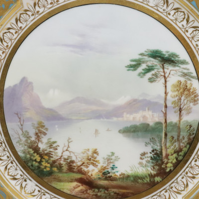 12 English Porcelain Landscape Plates c 187086
