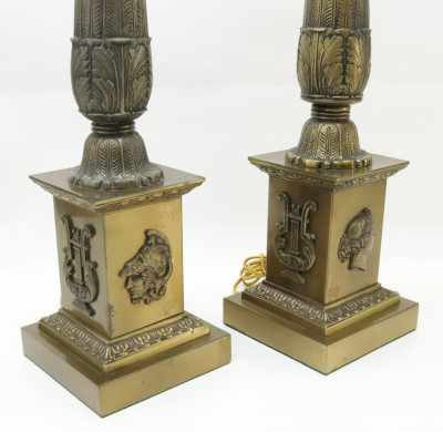 Pair of French Neoclassical Style Columnar Lamps