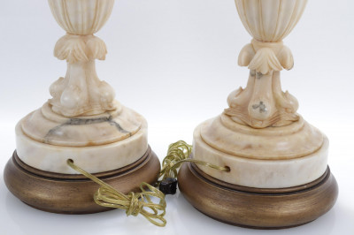 Pair of Large Marble Lamps