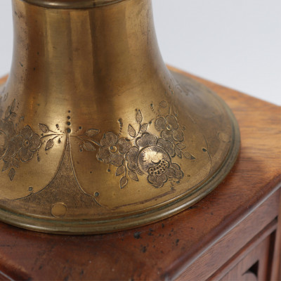 Pair of Mahogany Brass Lamps
