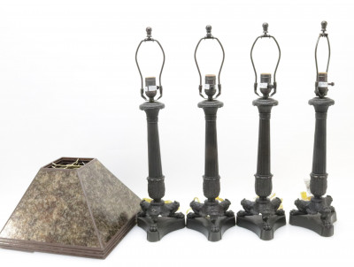 Set of 4 Regency Style Bronze Lamps c1890