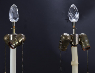 Pair of Large Ormolu Mounted Rock Crystal Lamps