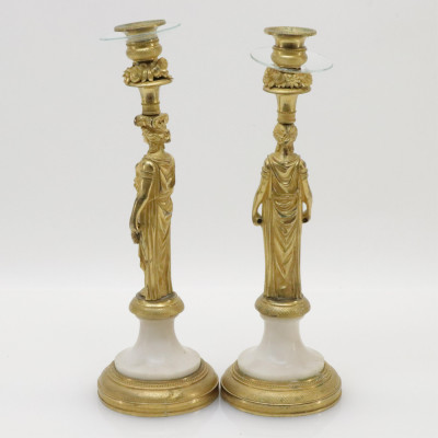Pr Russian Neoclassical Figural Candlesticks 18 C