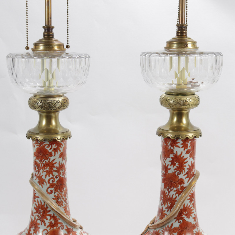 Chinese Porcelain Bottle Shape Vase Lamps 19 C