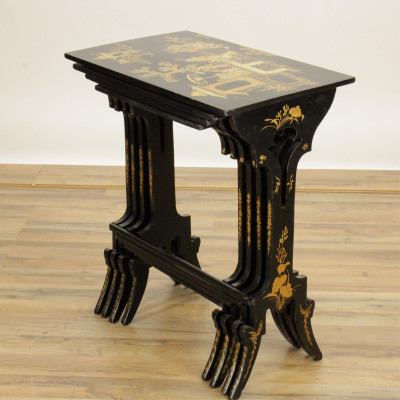 Nest of 4 Black Lacquer Tables