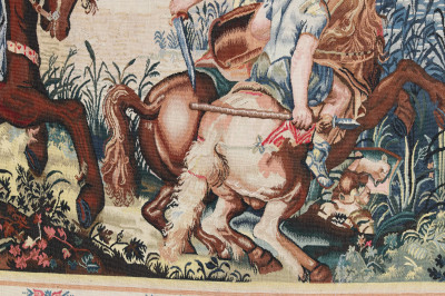 Beauvais Style Tapestry by Stark Battle Scene
