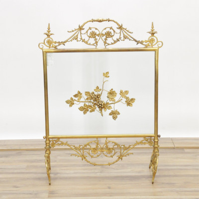 Image for Lot American Victorian Gilt Brass Fire Screen 19th C