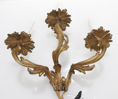 Pair of Rococo Style 3 Light Wall Sconces