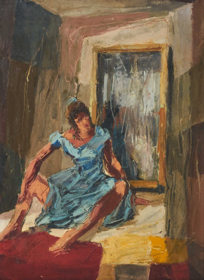 Image for Lot Unknown Artist - Woman in A Blue Dress