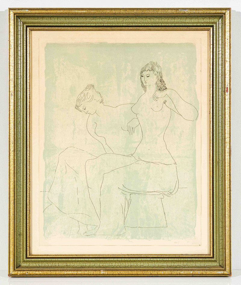 Unknown Artist - Print of Two Seated Nudes in Classical Style