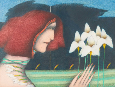 Unknown Artist - Untitled (Woman with Flowers)