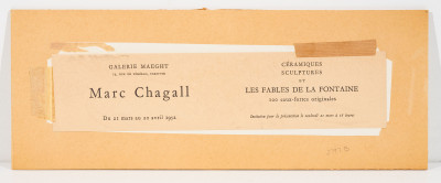 Marc Chagall - invitation card for the exhibition 'Céramiques, sculptures et Les Fables de La Fontaine'