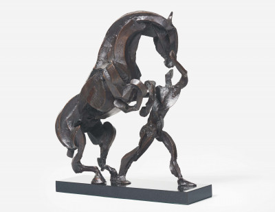 Image for Lot Sophie Dickens - Rearing Horse and Groom