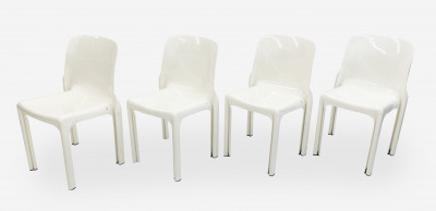 Image for Lot Vico Magistretti for Artemide, group of 4 Selene white plastic chairs