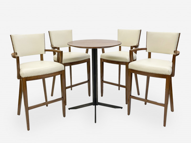 A. Rudin Bar stools model no. 82 (Group of 4) with contemporary high top table