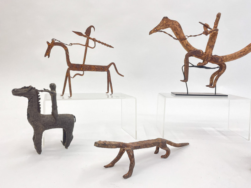 Group of 8 African iron animal sculptures