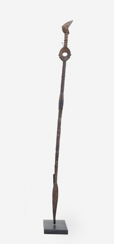 Tribal African spear with iron spearhead