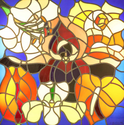 Lowell Nesbitt - Stained Glass Window (flowers)