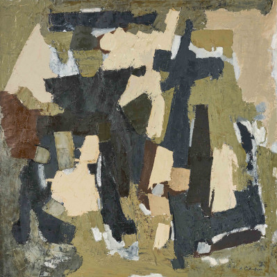 Image for Lot Gail Cottingham - Untitled (Blue and Brown on Green)