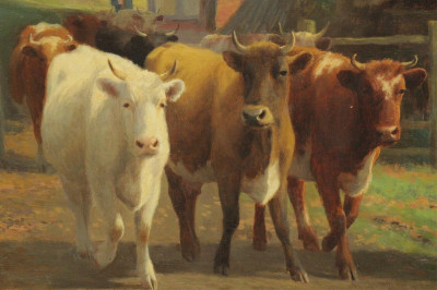 William Sidney Cooper - Cows on the Farm, O/C