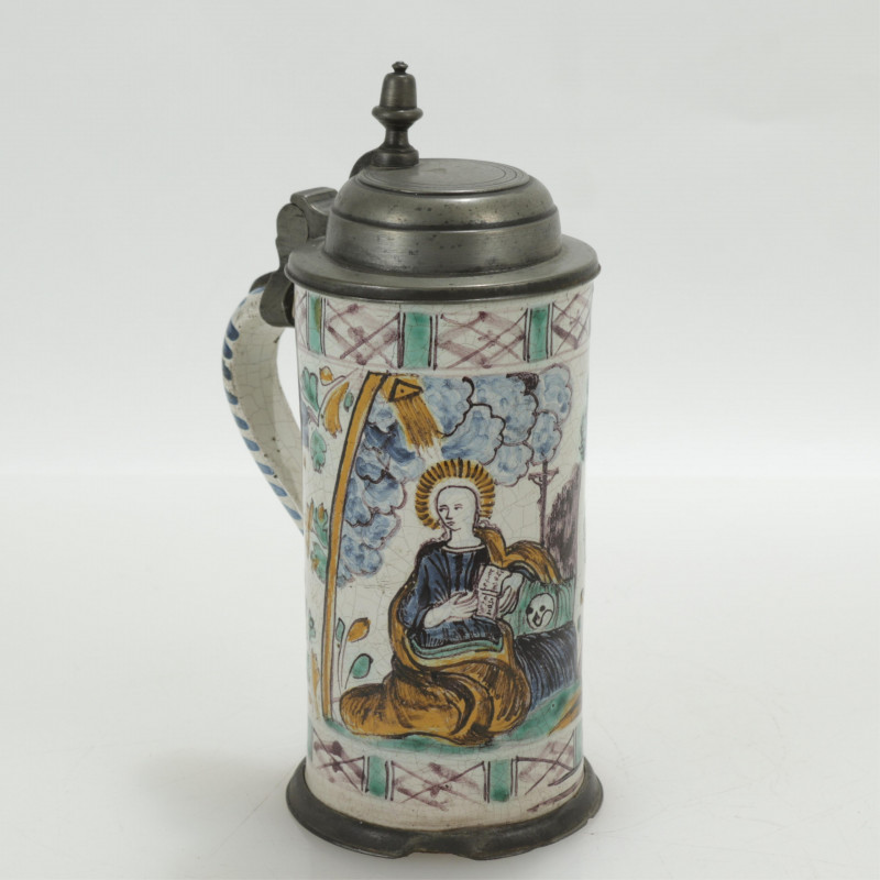 Delft and Pewter Tankard, 18th Century