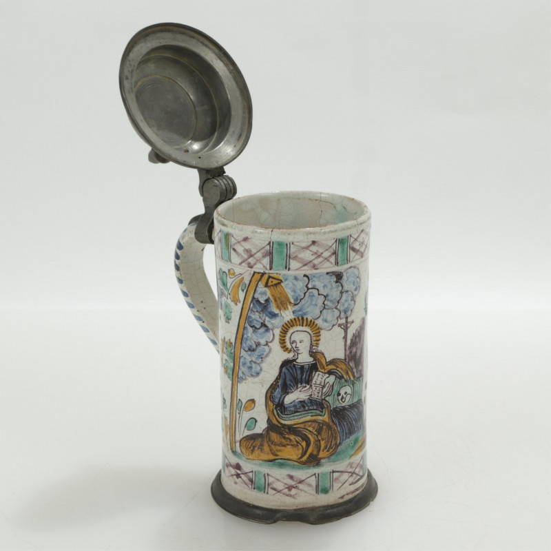 Delft and Pewter Tankard, 18th Century