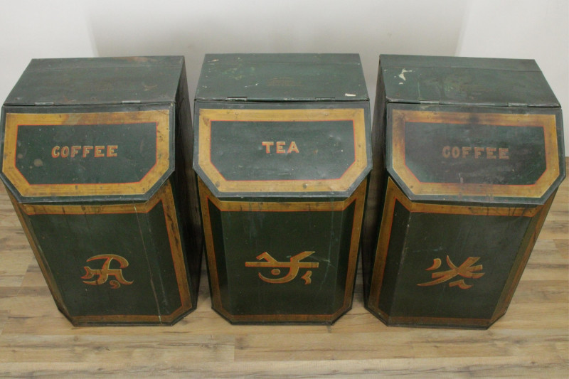 2 Chinese Export Tole Peinte Canisters