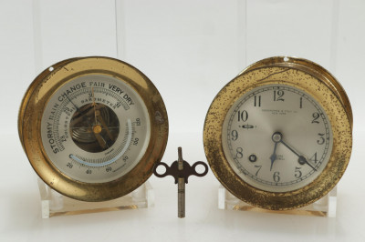 Image for Lot Abercrombie and Fitch Ships Bell and Barometer