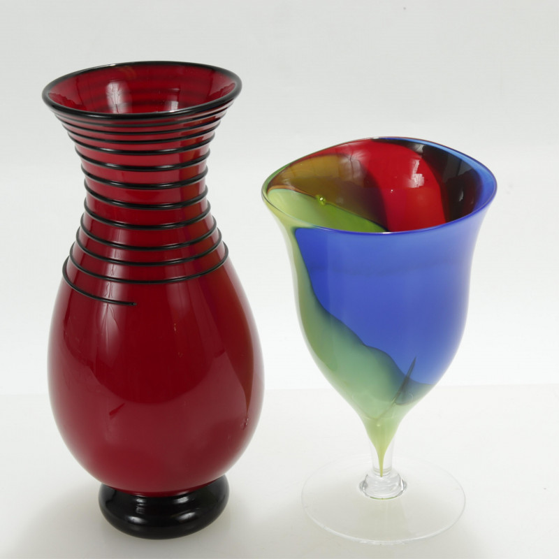 7 Contemporary Art Glass Vases & Candlesticks
