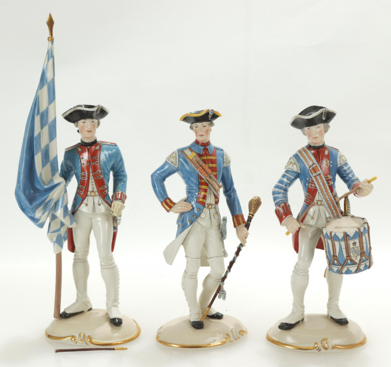 3 Nymphenburg Porcelain Soldiers