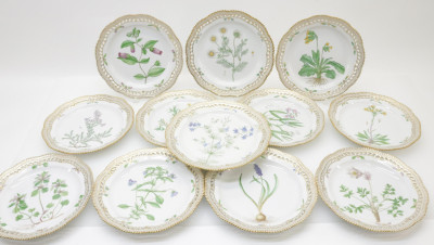 Image for Lot 12 Flora Danica Porcelain Plates, Royal Copenhagen