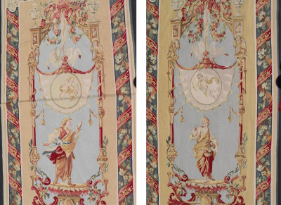 Image for Lot Pair Beauvais Style Tapestries, Each with Figure