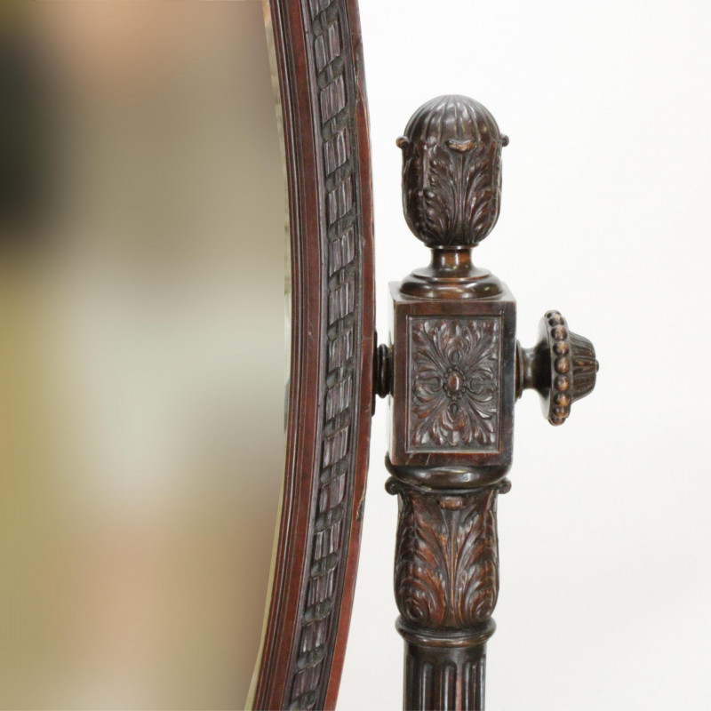 George III Style Carved Wooden Cheval Mirror