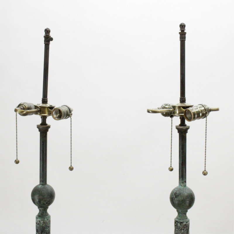 Pair Patinated Metal Classical Form Floor Lamps