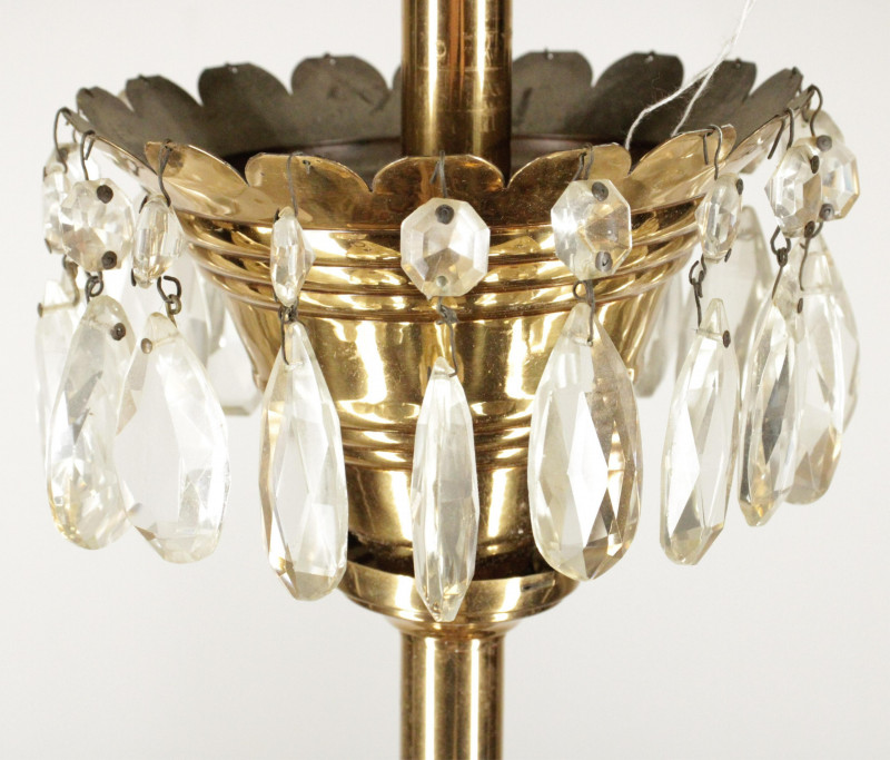 Victorian Brass & Etched Glass 3-Light Chandelier
